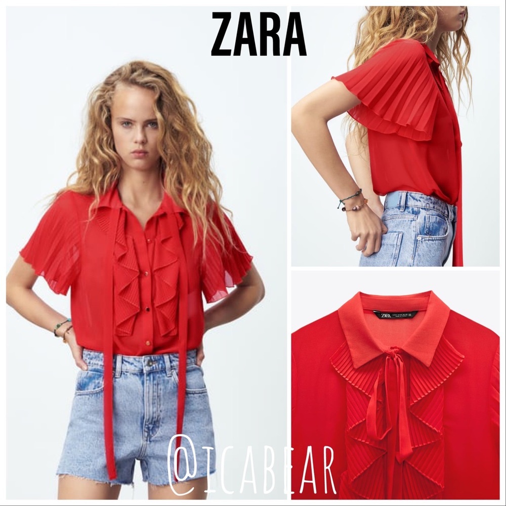 ZARA NWT RUFFLED BLOUSE TOP -S Bloggers Fav